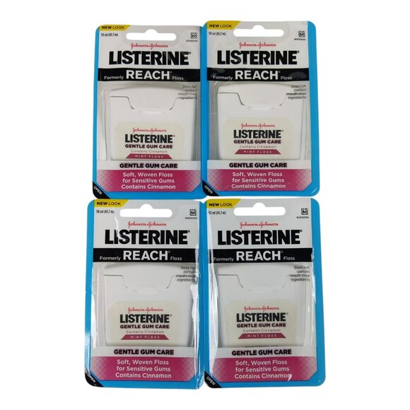 NEW Lot of 4 J & J Listerine Reach Dental Floss Gentle Gum Care Cinnamon 50 Yard - Picture 1 of 4